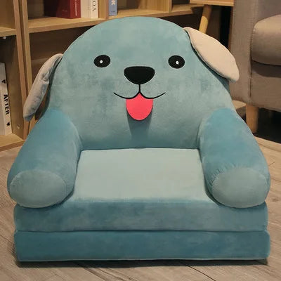 Foldable Kids Cartoon Sofa Bed — Plush Toddler & Baby Seat, Princess Nap Cushion