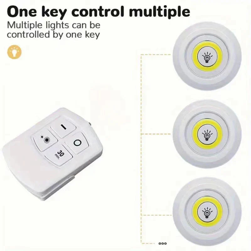 Dimmable Battery-Operated LED Under-Cabinet Light with Remote — Closet, Wardrobe & Bathroom Night Lamp
