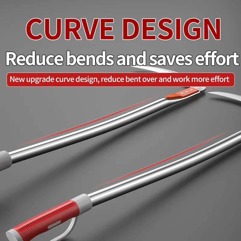 Long-Handle Manual Grass Sickle – Stainless Steel Weeding Tool for Gardening, Roadside & Harvesting