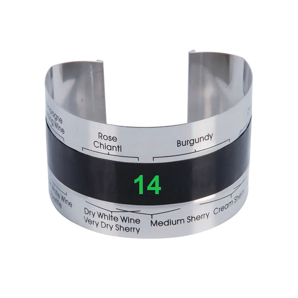Stainless Steel Snap-On Wine Thermometer Collar – LCD Bottle Temperature Clip for Wine, Champagne & Beer