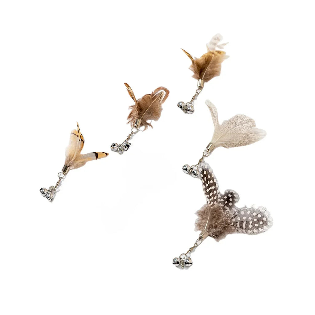 Interactive Cat Feather Toy Refill Kit – Feather Birds, Faux Worm & Foam Ball with Bell for Kittens
