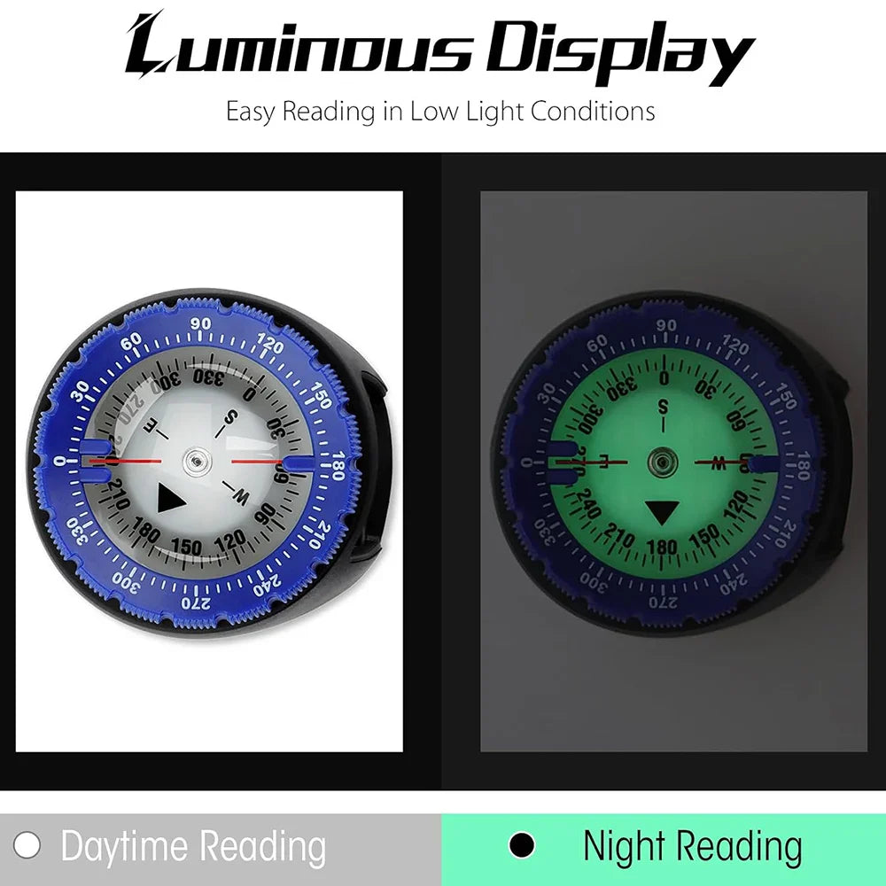 Underwater Diving Compass 50m Waterproof Wrist Compass Luminous for Scuba, Snorkeling & Swimming