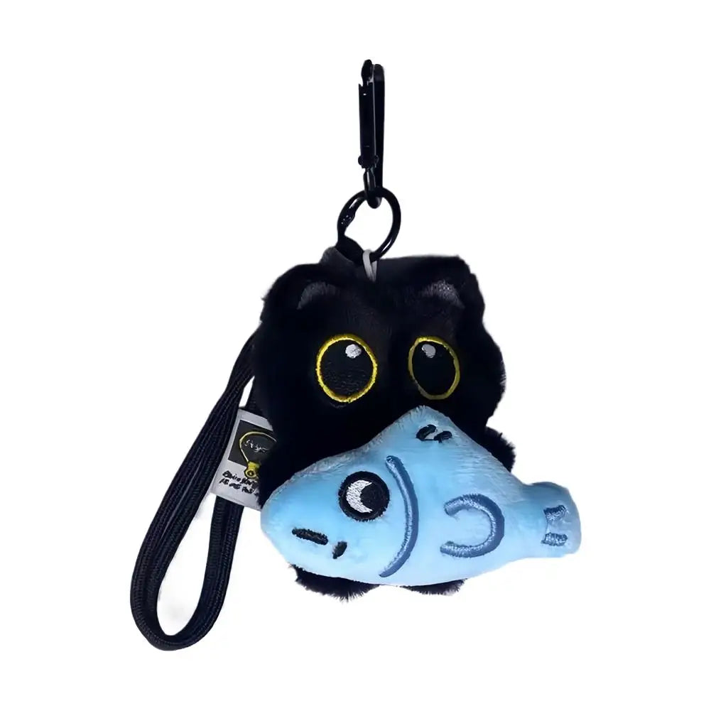 Plush Black Cat Keychain 10cm (3.9 in) Kawaii Bag Charm Cute Stuffed Cat Keyring Gift