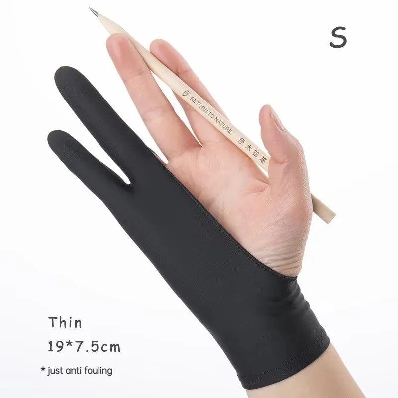 Two-Finger Anti-Touch Drawing Gloves for Tablets – Anti-Fouling Artist Screen Touch Gloves
