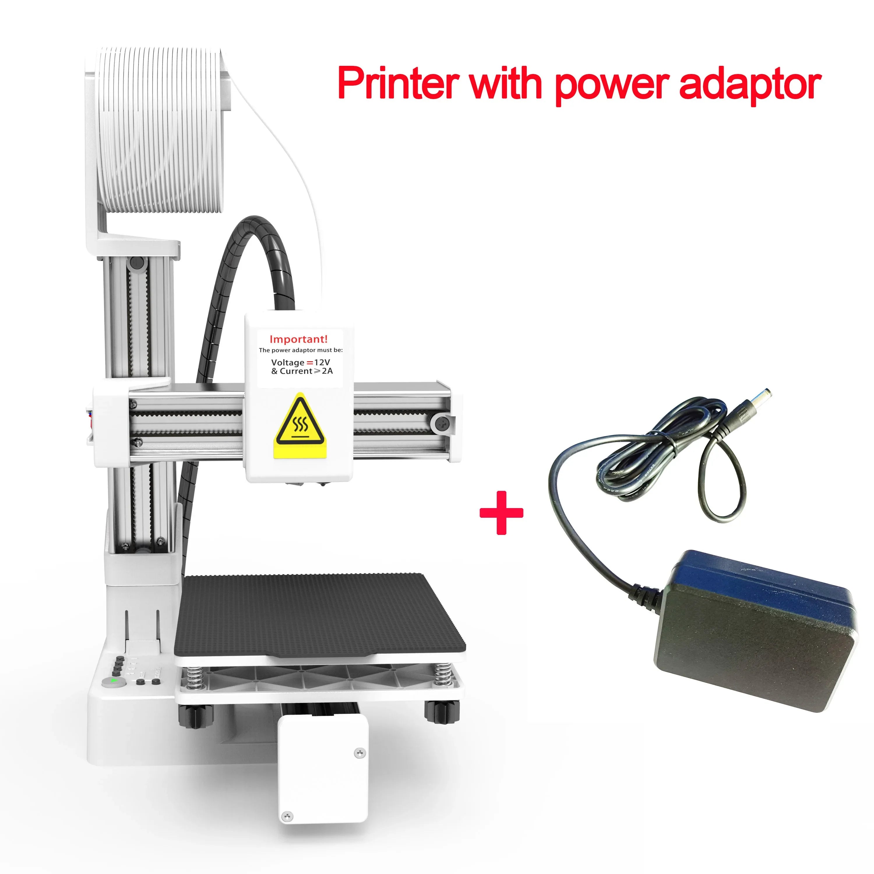 Entry-Level 3D Printer Compatible with PLA & TPU 1.75mm Filament, 100x100x100mm Build, Includes 12V Power Adapter