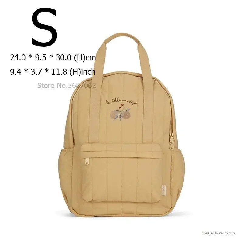 Cherry Parent-Child Kids Backpack — Kindergarten School Bag (Small & Large S/L) Lightweight Cotton Travel Bag for Boys, Girls & Moms