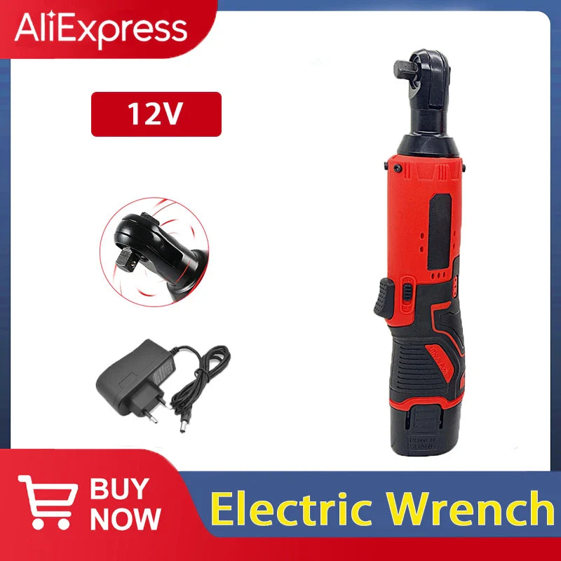 Cordless Right Angle Impact Wrench 3/8 in (9.5 mm) — 12V/18V Brushless Rechargeable Electric Ratchet Driver for Auto & DIY