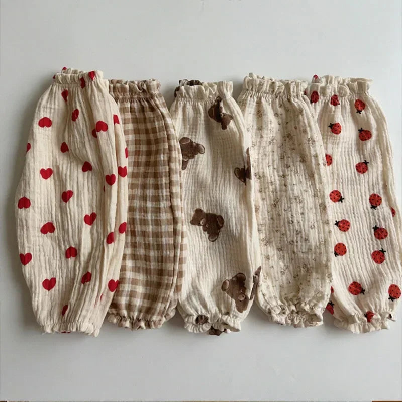 Organic Cotton Baby Pants – Soft Muslin Bloomers for Newborns & Toddlers, Elastic Mid Waist, Cute Animal & Floral Prints