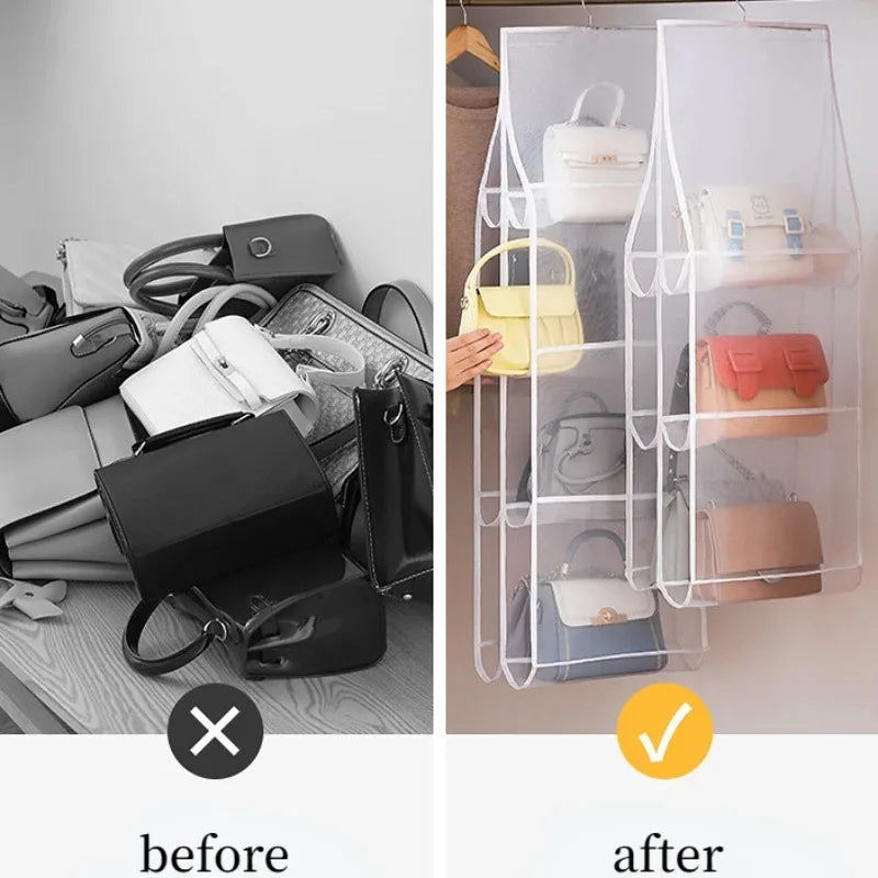Hanging Bag Organizer 3/4-Layer Transparent Dust-Proof Storage, 36 x 110 cm (14.2 x 43.3 in) - 1-Pack