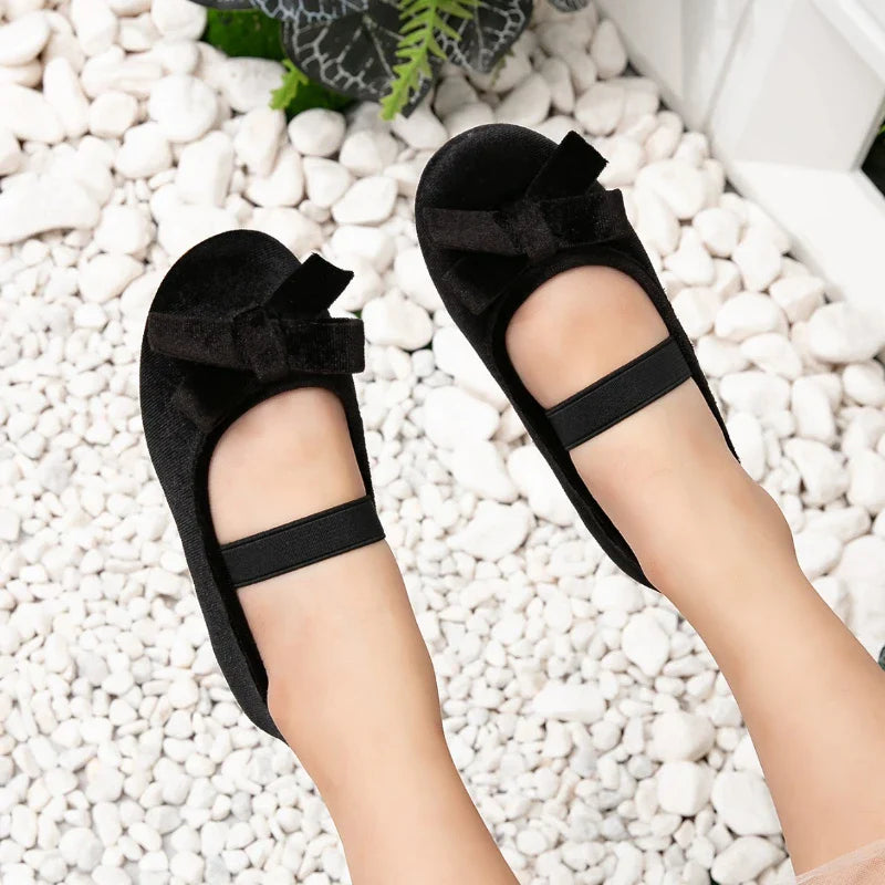 Girls Bowknot Moccasins PU Leather Ballet Flats, Princess Wedding & Casual Kids Shoes