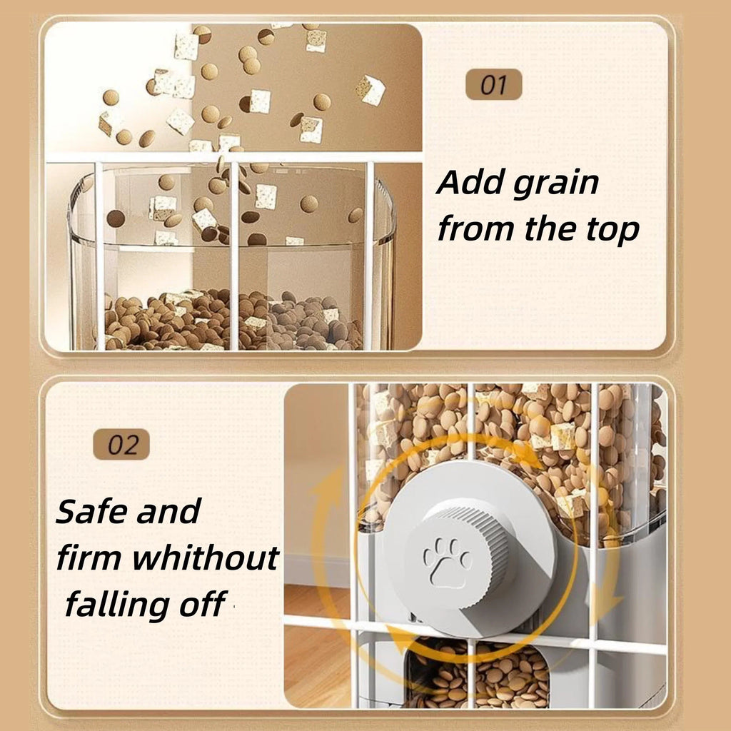 Automatic Hanging Gravity Pet Feeder & Water Dispenser with Container Bowl for Cage - Cat & Small Pets