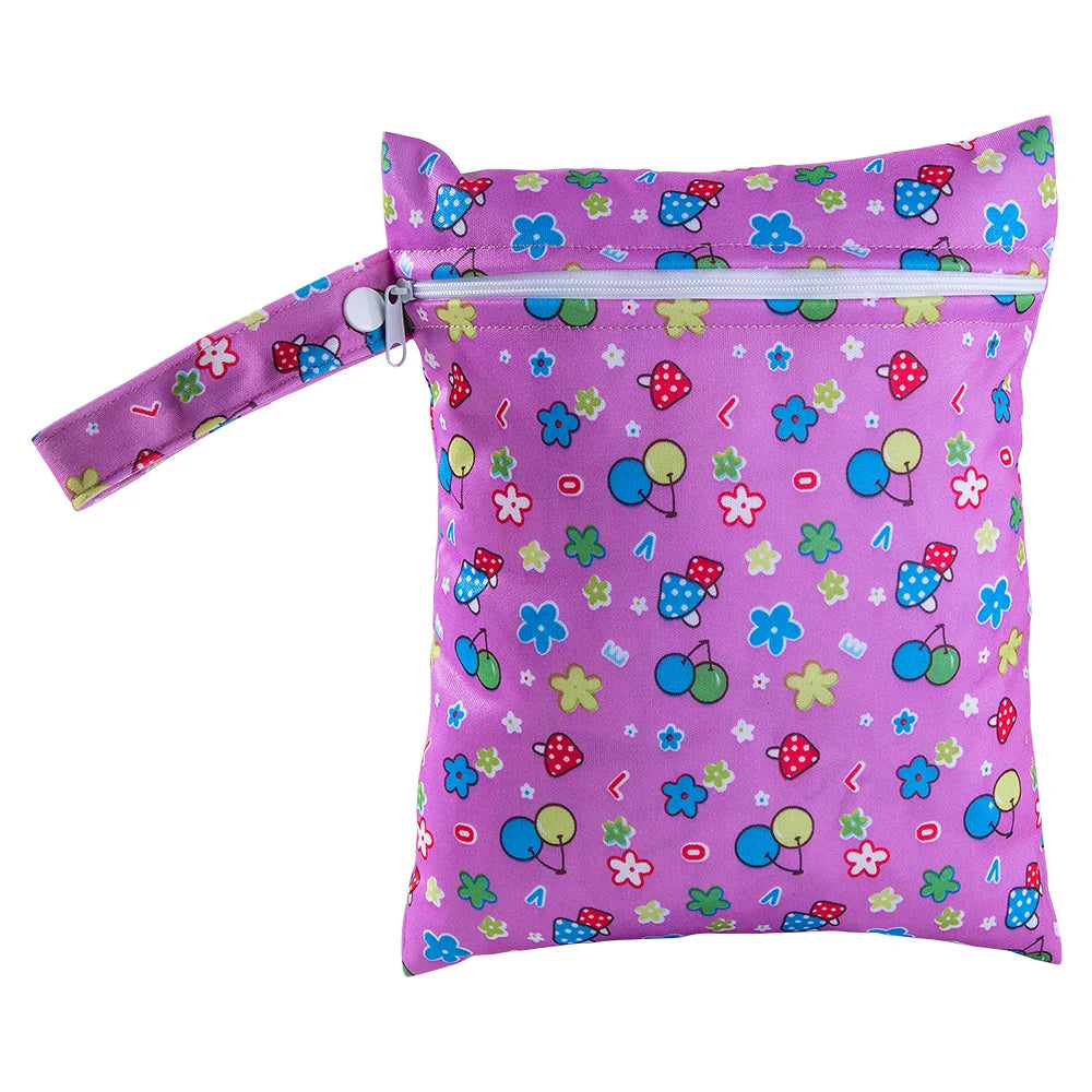 Waterproof PUL Wet/Dry Diaper Bag 20 x 25 cm (7.9 x 9.8 in) Travel Stroller Mini Handbag with Zipper
