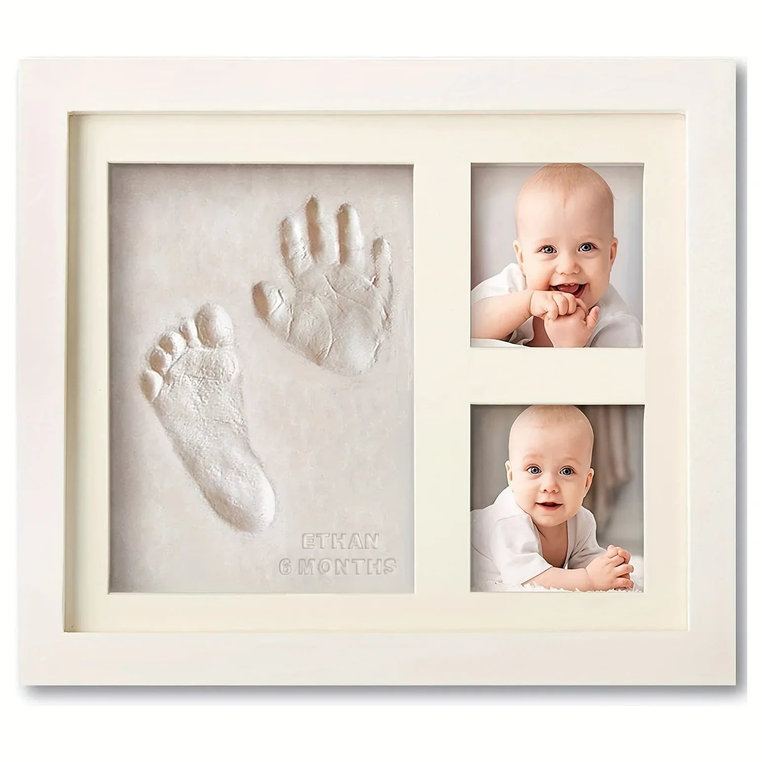 Baby Hand & Footprint Clay Photo Frame Kit – Keepsake Memory Frame 11 x 9 in (28 x 23 cm) – Newborn Gift for Boys & Girls