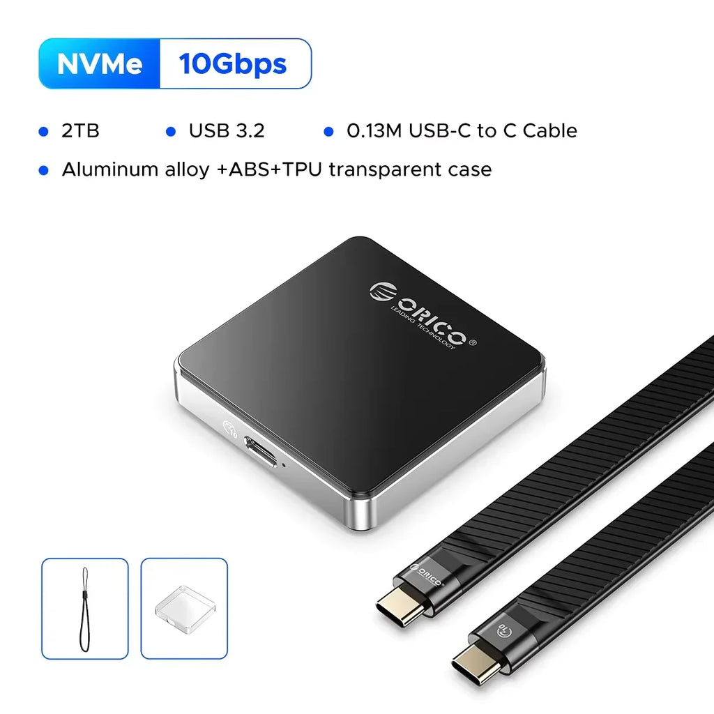 2.5-Inch SATA to USB3.0 Type-C HDD Enclosure — Tool-Free External Hard Drive Case (Up to 6TB, UASP)