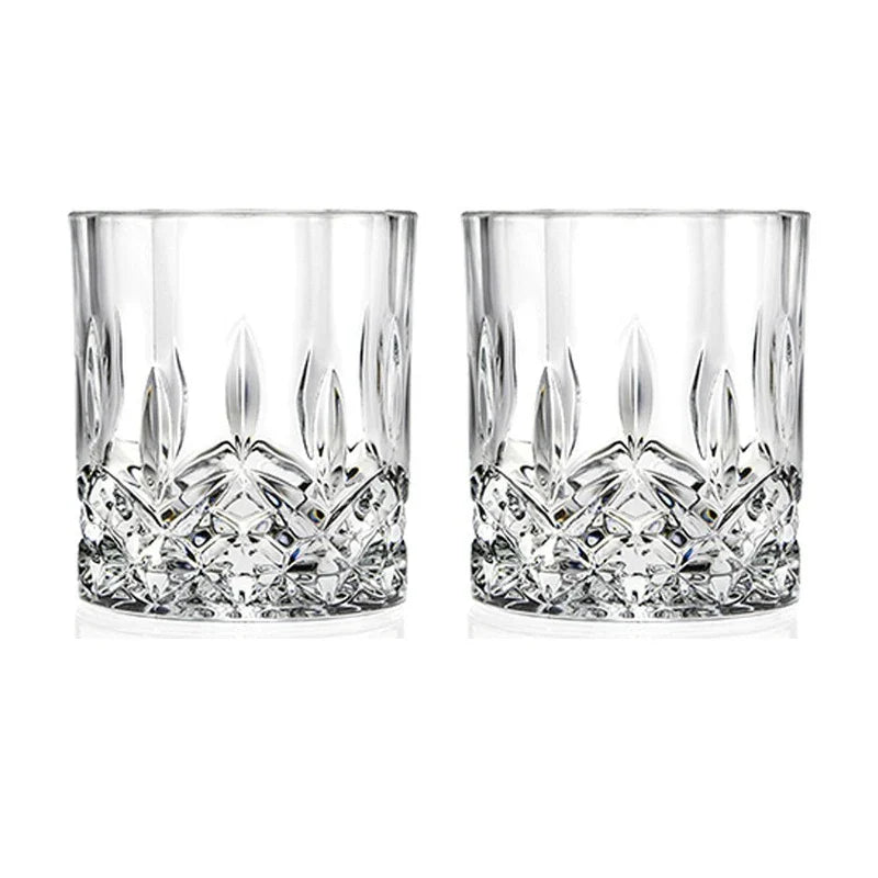 Embossed Crystal Whiskey Tumbler 230ml (7.8 fl oz) - Available in 1/2/4/6-Pack for Bar & Home