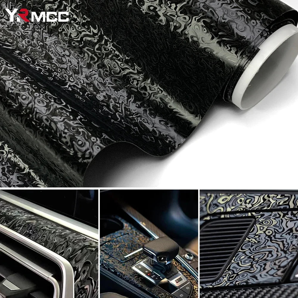 Black Carbon Fiber Vinyl Film Wrap 10/20/30/40/50cm x 150cm PVC Self-Adhesive Waterproof Car & Motorcycle Sticker