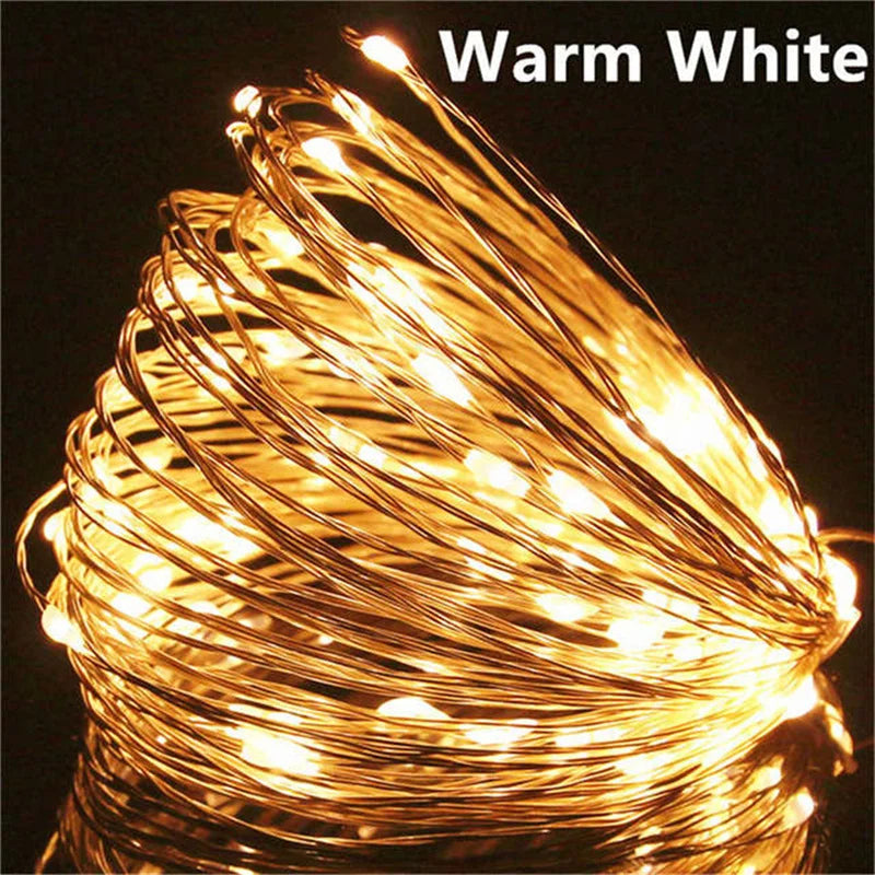 USB Copper Wire Fairy Lights 20m (65ft) 200 LED Outdoor String Lights – USB 5V Warm White & Multi-Color