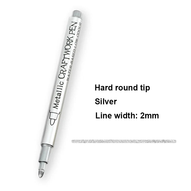 Metallic Brush Marker Pen (1 or 2-Pack) – Gold & Silver Permanent Metallic Ink for Crafts, Scrapbooking & Manga (14 cm / 5.5 in)