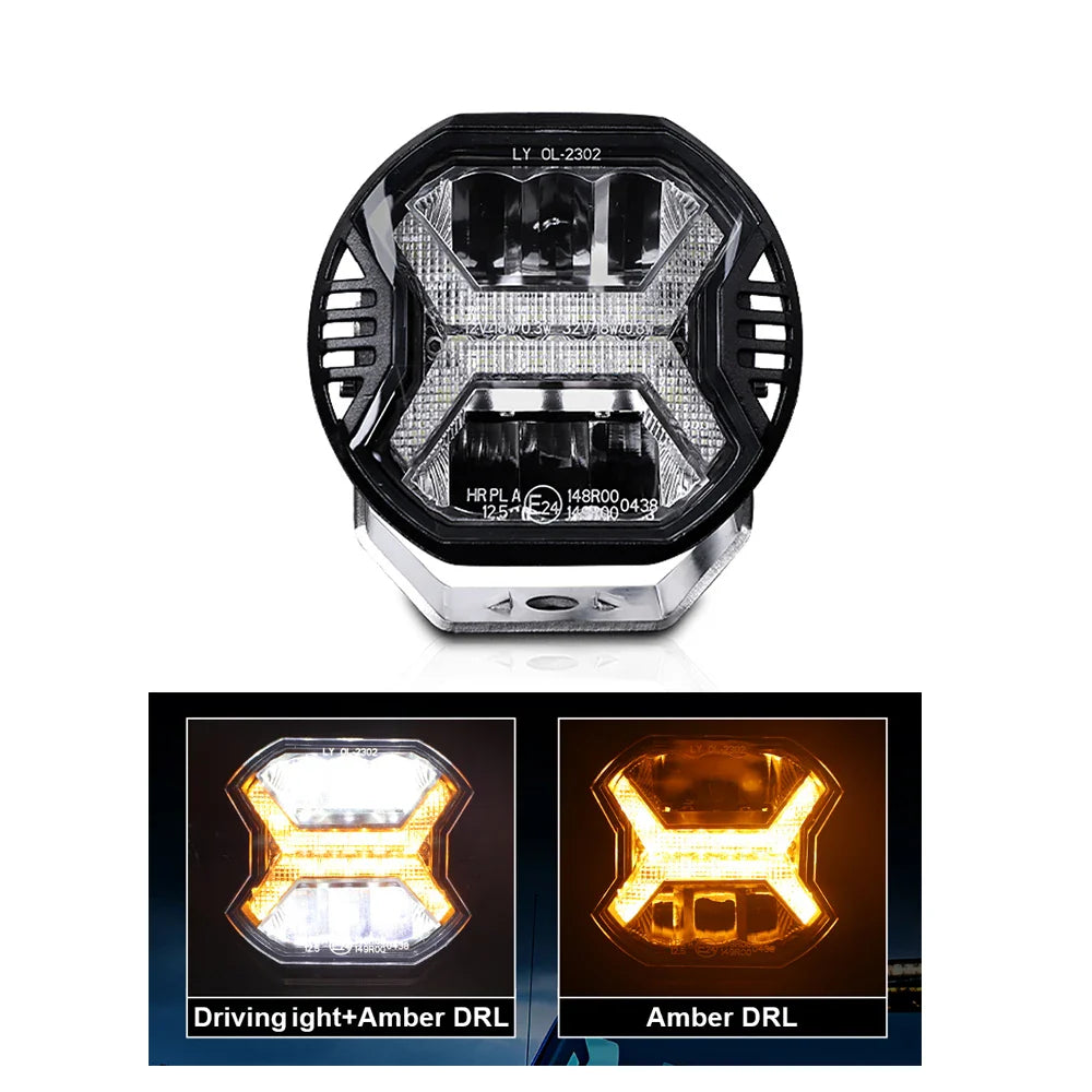 4-Inch (4 in / 102 mm) LED Work Light Amber DRL 9-32V Spot Beam - Off-Road Spotlight for Jeep Truck SUV ATV Boat Tractor