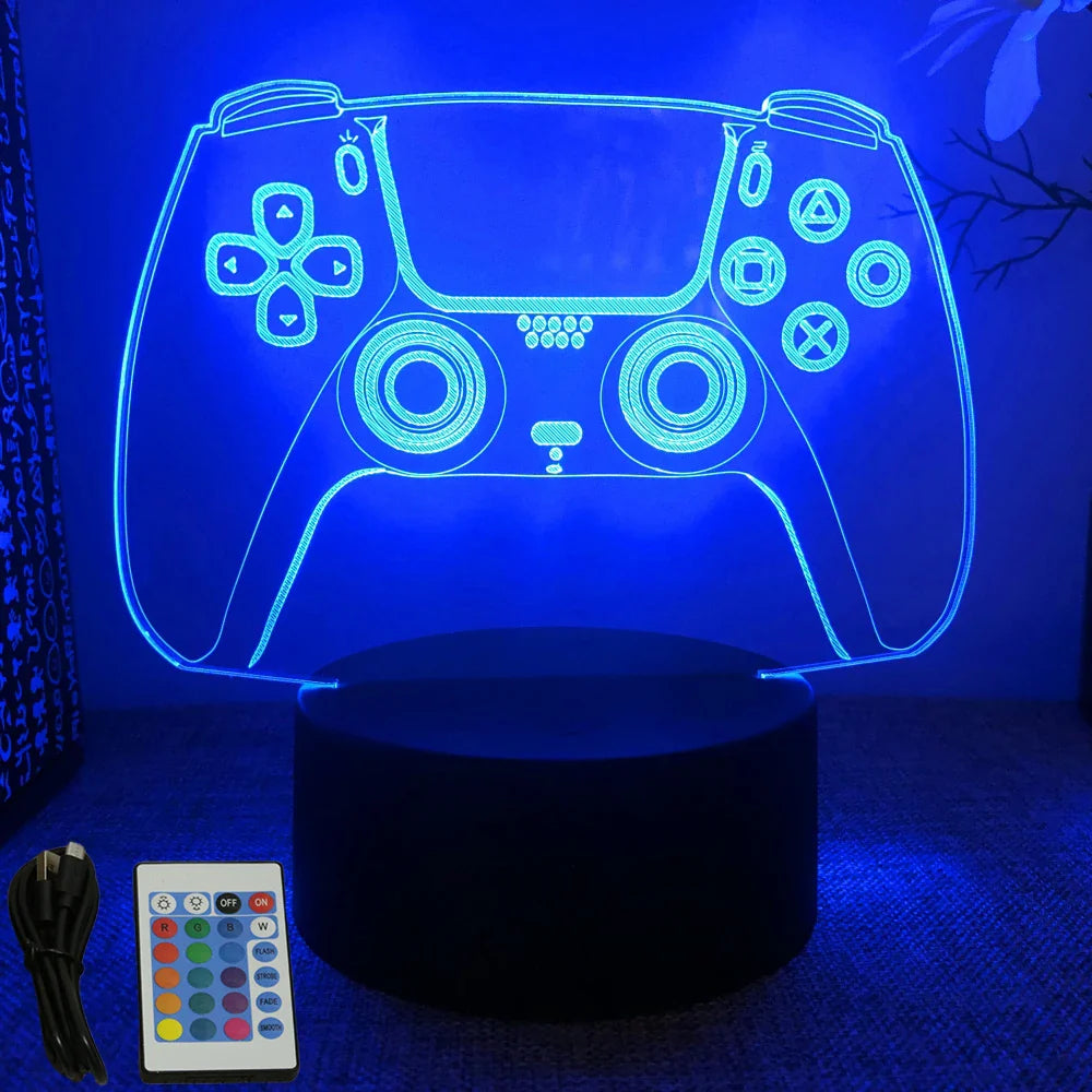 3D LED Neon Gamer Lamp - RGB Acrylic Night Light with Remote & Touch for Kids & Gaming Room