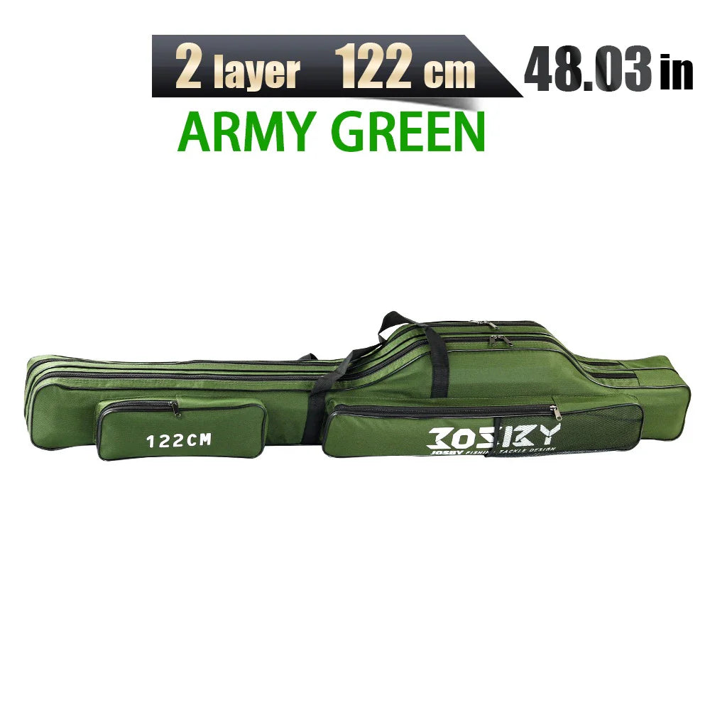 Portable Foldable Fishing Rod Bag Case - Waterproof Oxford Rod Carrier with Reel Storage, 122 / 152 / 182 cm (48 / 60 / 72 in)