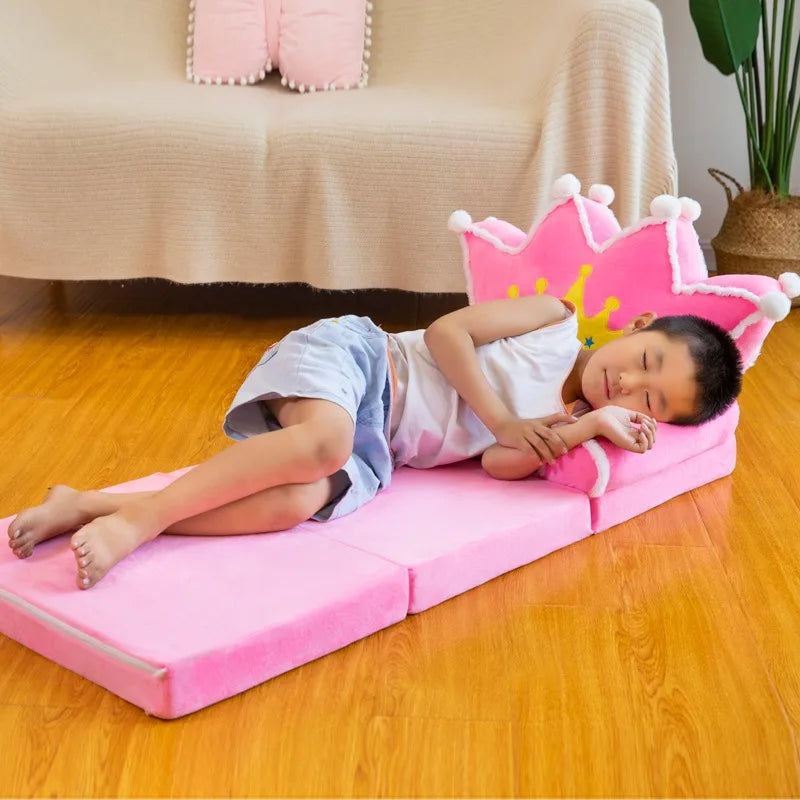 Foldable 3-Layer Plush Kids Sofa Chair Cartoon Baby Seat with Removable Cover