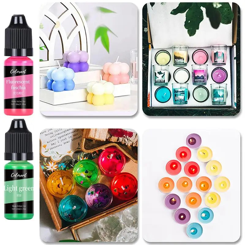20/24-Color Candle & Soap Dye Set — Liquid Pigments for DIY Candle Making & Soy Wax Colorant