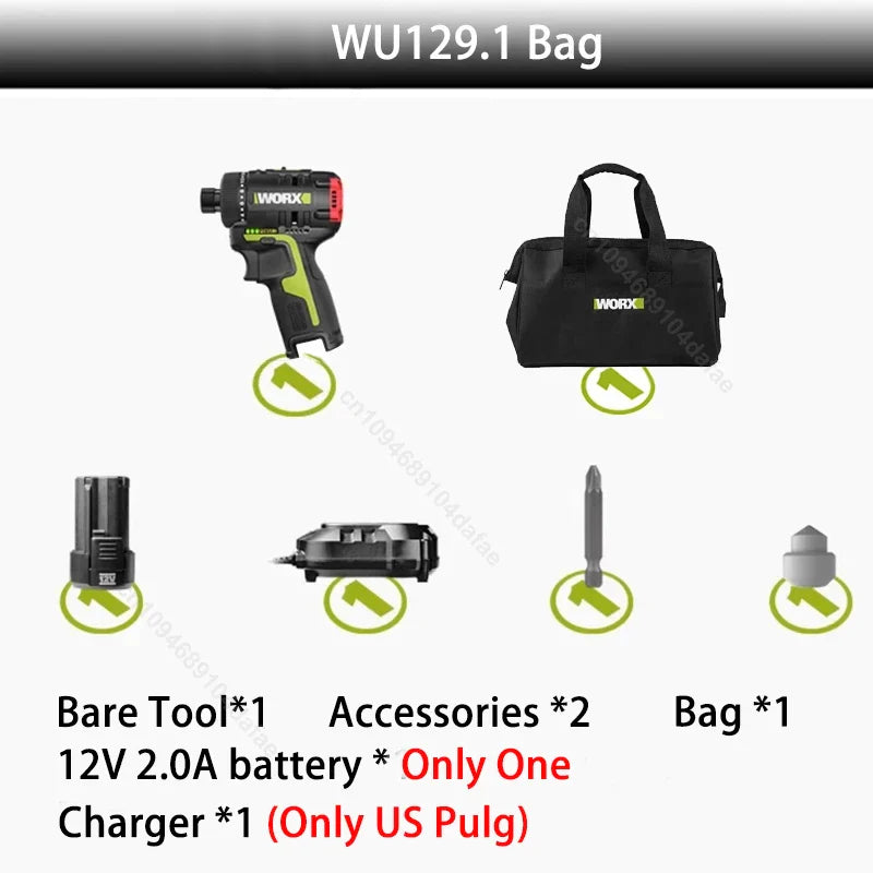 12V Cordless Brushless Screwdriver – Dual Speed 0–500/1800 RPM, 40 N·m (29.5 ft·lb) Torque, 1/4" Hex Chuck, 2.0Ah Battery Kit
