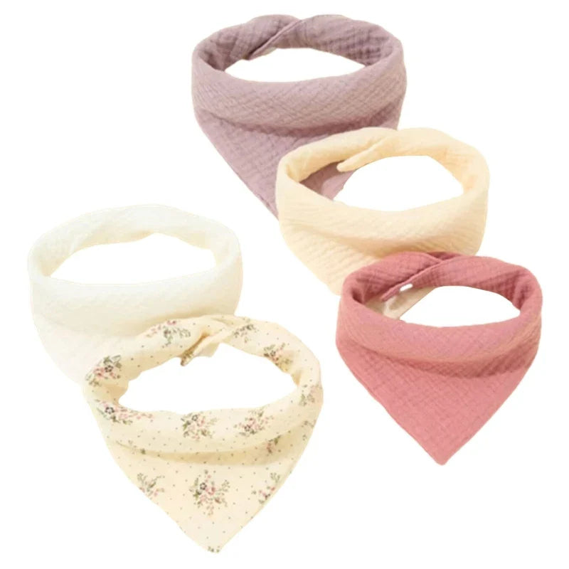 5-Pack Cotton Baby Drool Bibs Soft Absorbent Button Closure Unisex Newborn Infant Feeding Bibs