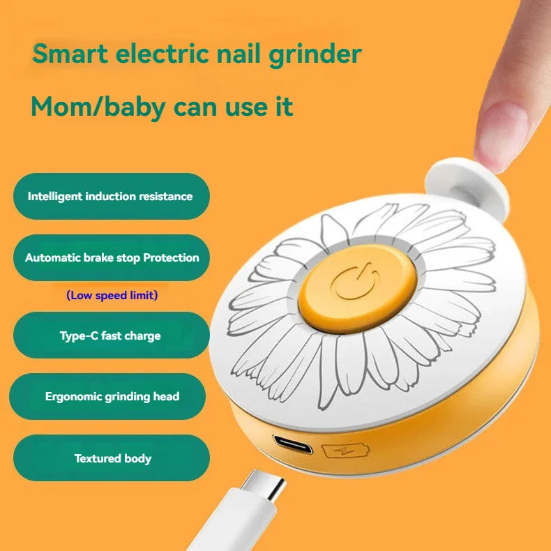 Electric Baby & Adult Nail Trimmer USB Rechargeable Nail Grinder for Safe Quiet Nail Care with Charging Cable