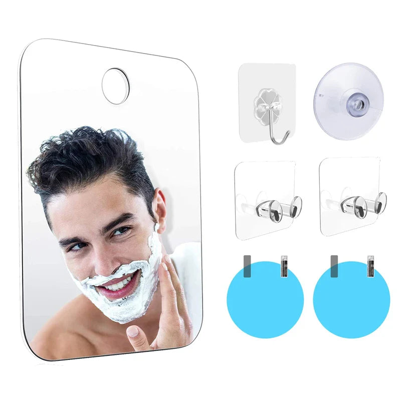 Fogless Acrylic Shower Mirror 6-Inch (15 cm) – Portable Travel Shaving & Makeup Mirror, Self-Contained Bathroom Mirror