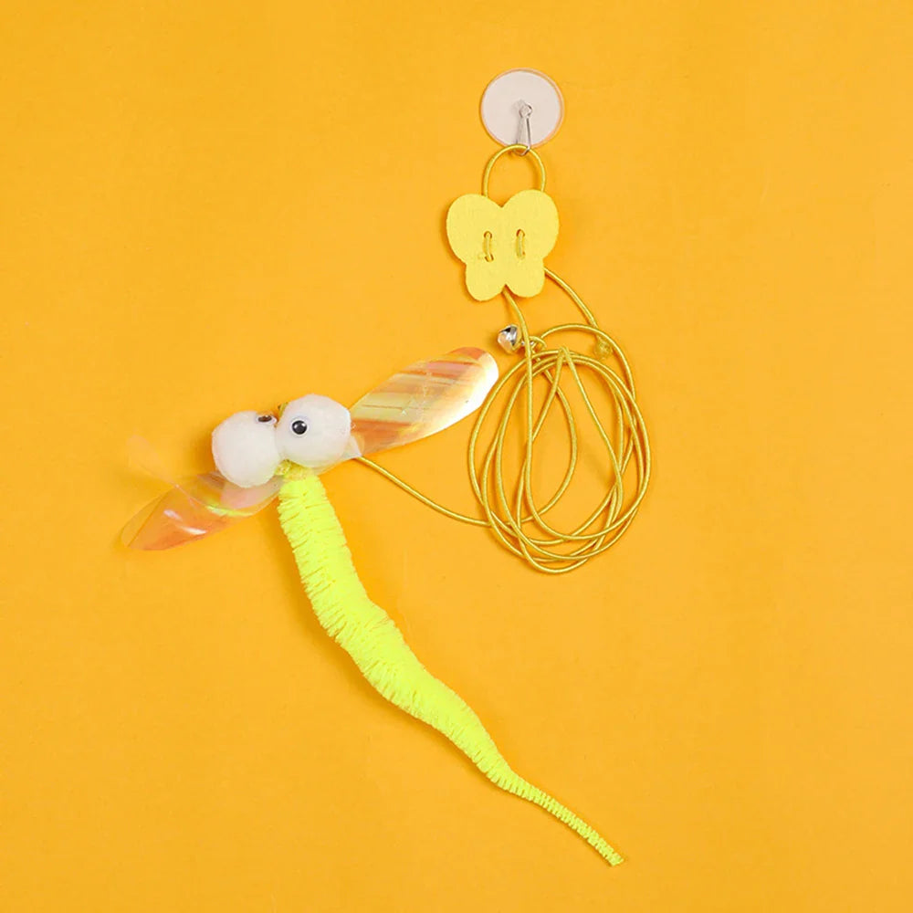 Adjustable Hanging Feather Cat Toy for Door – Elastic Rope Interactive Teaser for Cats & Small Dogs 10–65 in (25–165 cm)