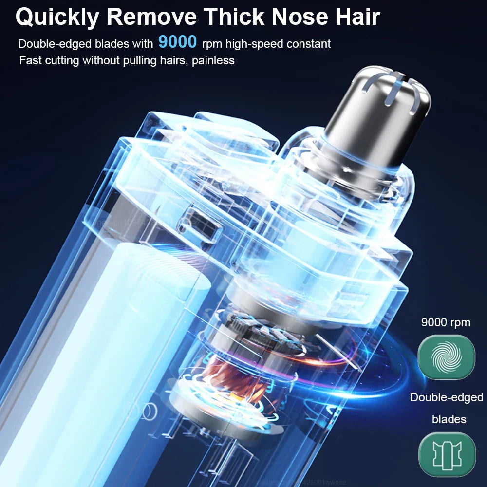USB Rechargeable Nose & Ear Hair Trimmer - Portable Electric Mini Rotary Dual-Blade Nose Hair Remover