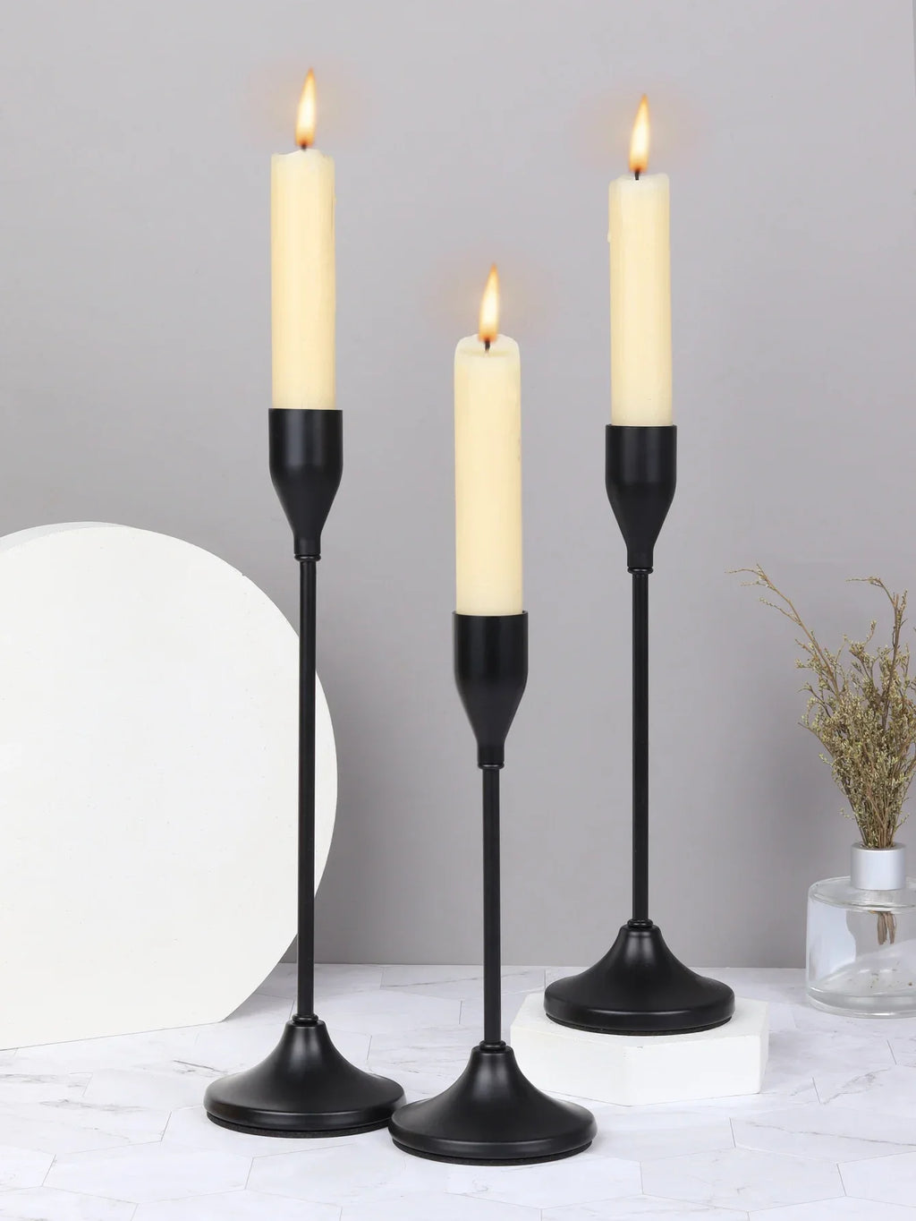 3-Piece European Style Metal Candle Holders Set for Wedding Table, Home & Christmas