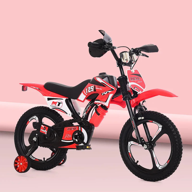 Children's Motorcycle-Style Bike — 12/14/16-Inch (30/36/41 cm) Metal Frame, Aluminum Fork, Double V Brake