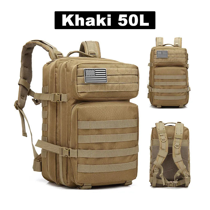 50L (13.2 Gal) Tactical Water-Resistant Travel Backpack – Large Capacity Multi-Functional Rucksack
