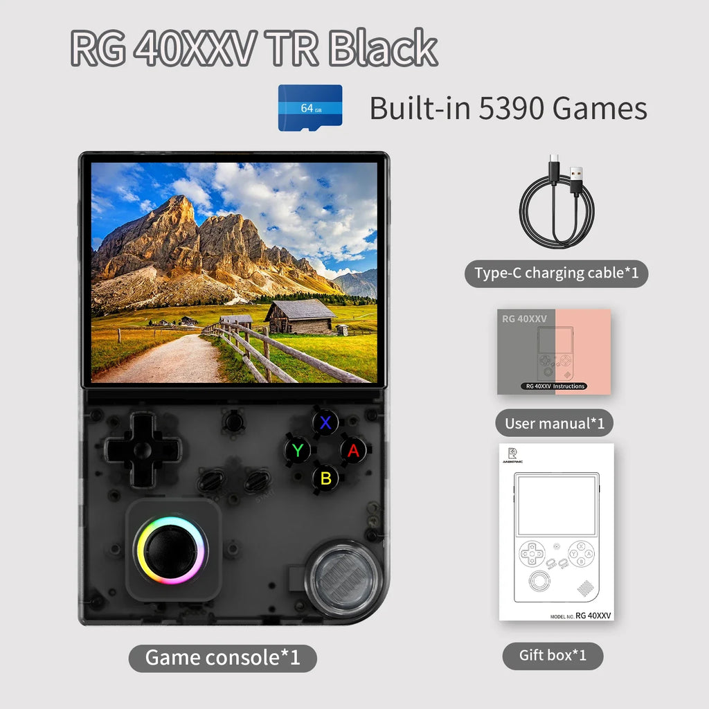 Handheld Retro Game Console - Linux 64‑bit, 4.0-inch (10.16 cm) IPS 640x480, RGB Joystick, HDMI Output, Wi‑Fi & Bluetooth, 64GB