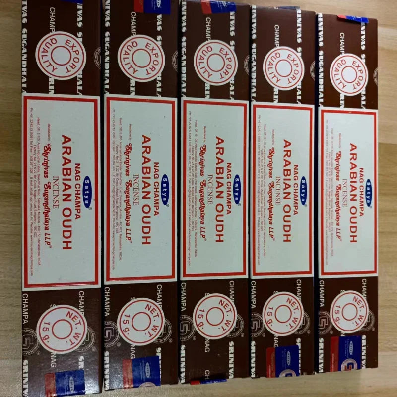 5-Box Nag Champa Incense Sticks — 50–60 Handmade Sticks (20 cm / 8 in) Sandalwood & White Sage Home Fragrance