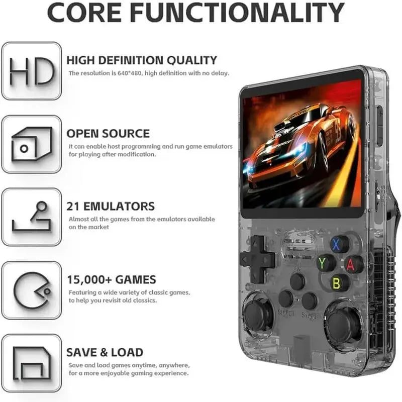 Portable Handheld Game Console 3.5\" (8.9 cm) HD Screen, 10000 Games, Rechargeable 3000mAh, Retro RPG