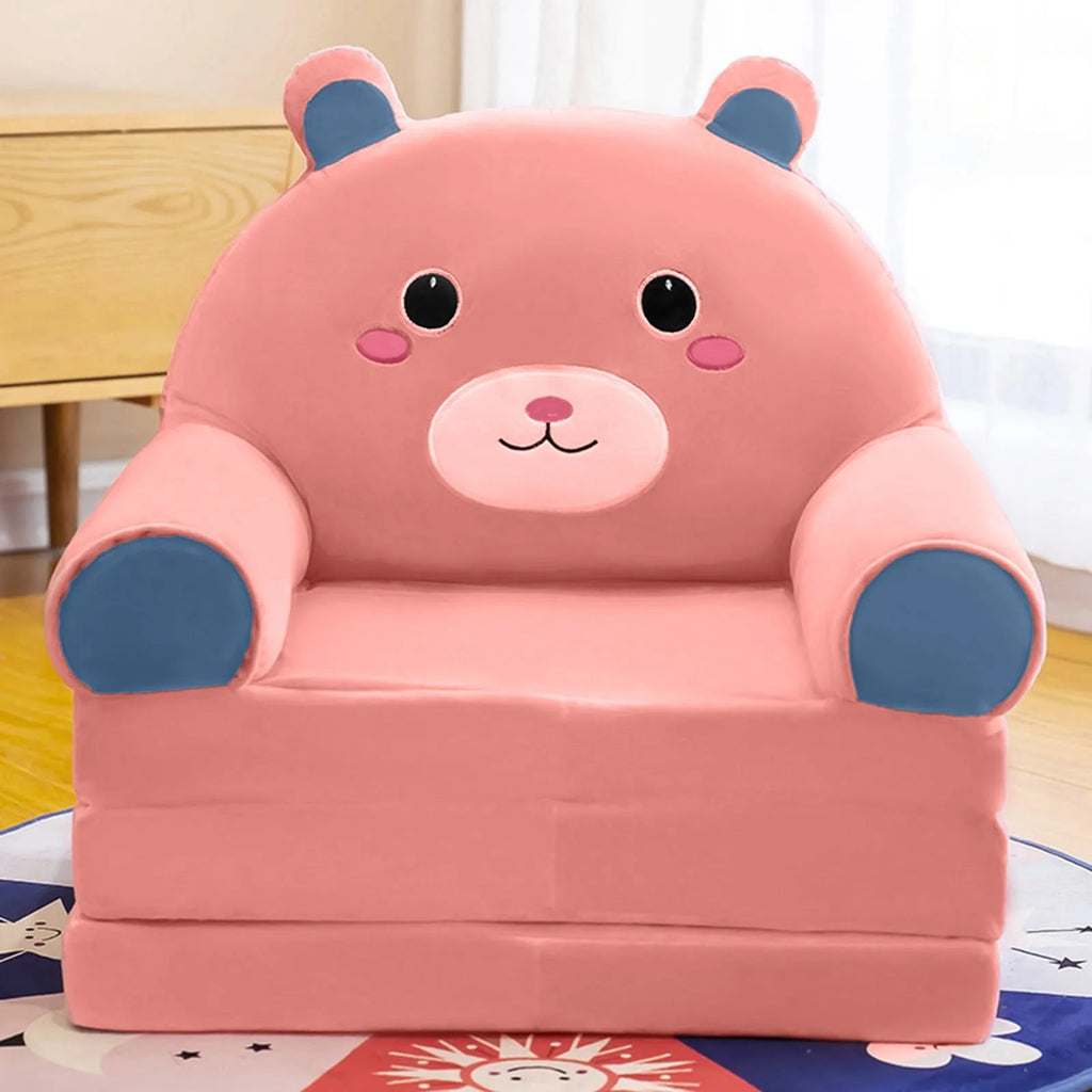 Children's 2-in-1 Foldable Plush Sofa Bed Cartoon Kids Chair & Nap Lounger