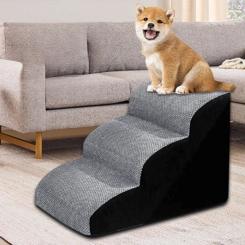 Adjustable 1-3 Step Washable Pet Ramp & Dog Stairs for Sofa and Bed Easy to Assemble