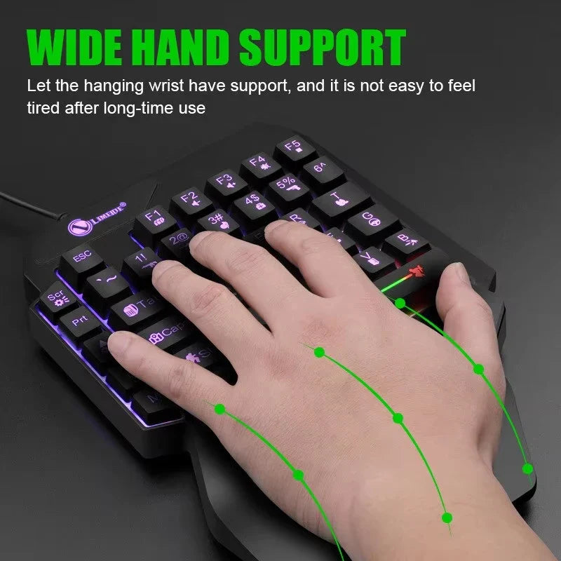 35-Key One-Handed Mini Gaming Keyboard USB Wired Ultra-Slim Backlit for PC Laptop Smartphone