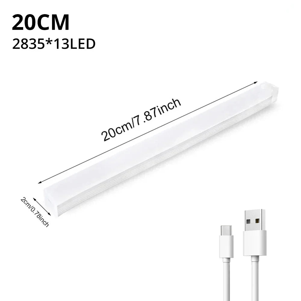 Motion Sensor Rechargeable LED Light for Closet Cabinet Wardrobe, Wireless Under-Cabinet Night Light, 4/8/12/20 in (10/20/30/50 cm)