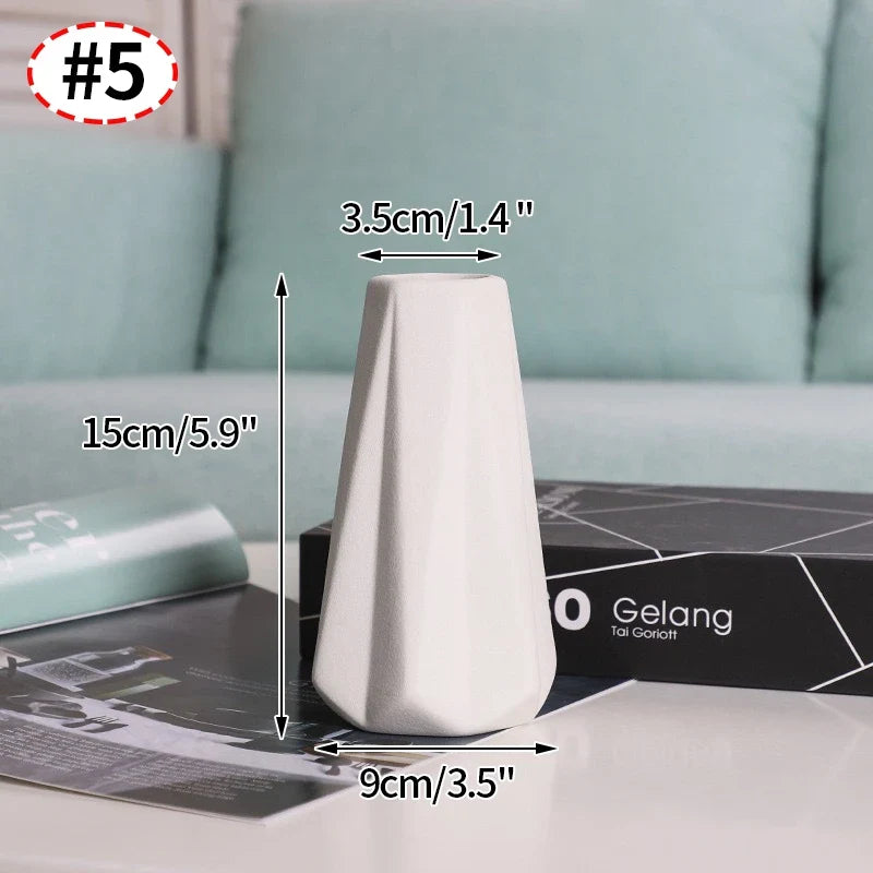 Ceramic Decorative Vase for Dried Flowers & Hydroponic Plants, Modern Table Ornament for Living Room Bedroom Office