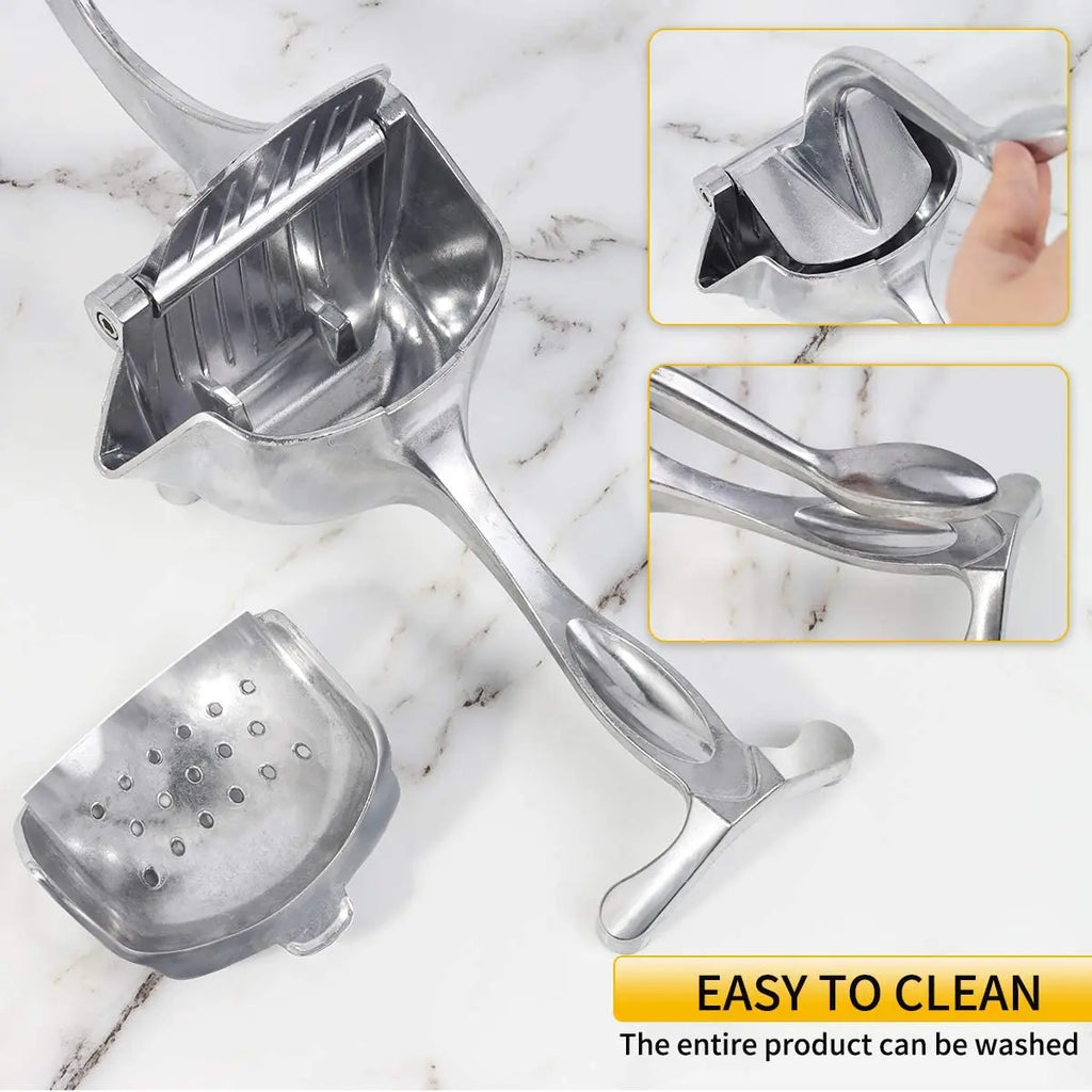 Manual Hand-Press Juice Squeezer - Aluminum Citrus & Sugarcane Juicer for Lemon, Orange, Pomegranate, Ginger