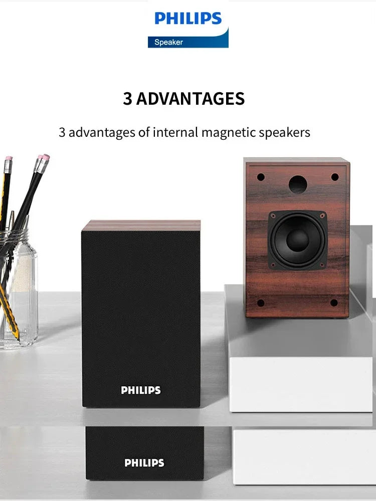 360° Bluetooth Wireless Stereo Speaker for Computer & Laptop — USB Wooden 2.0 PC Speakers