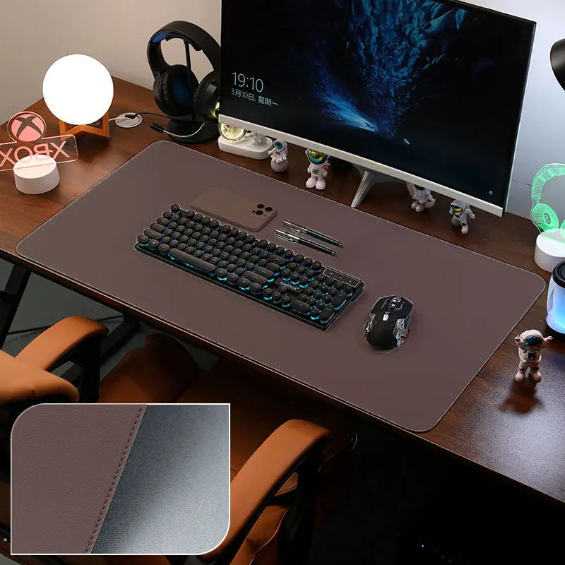 Large PU Leather Desk Pad Non-Slip Stitched Edge Office Mouse Pad and Desk Blotter