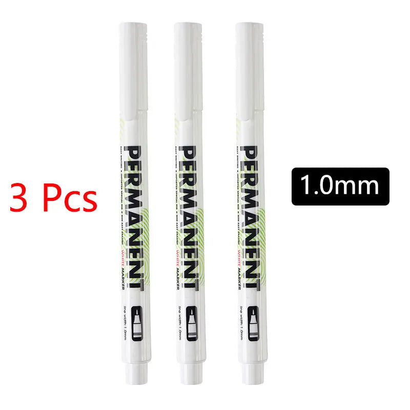 Opaque White Oily Paint Marker Pen Waterproof Gel Ink 0.8/1.0/2.0/2.8mm Nibs for DIY Graffiti, Sketching and Stationery