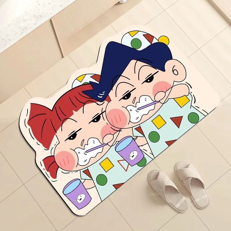 Quick-Dry Anime Shower Mat - Soft Absorbent Cartoon Bath Rug for Bathroom and Home Gift