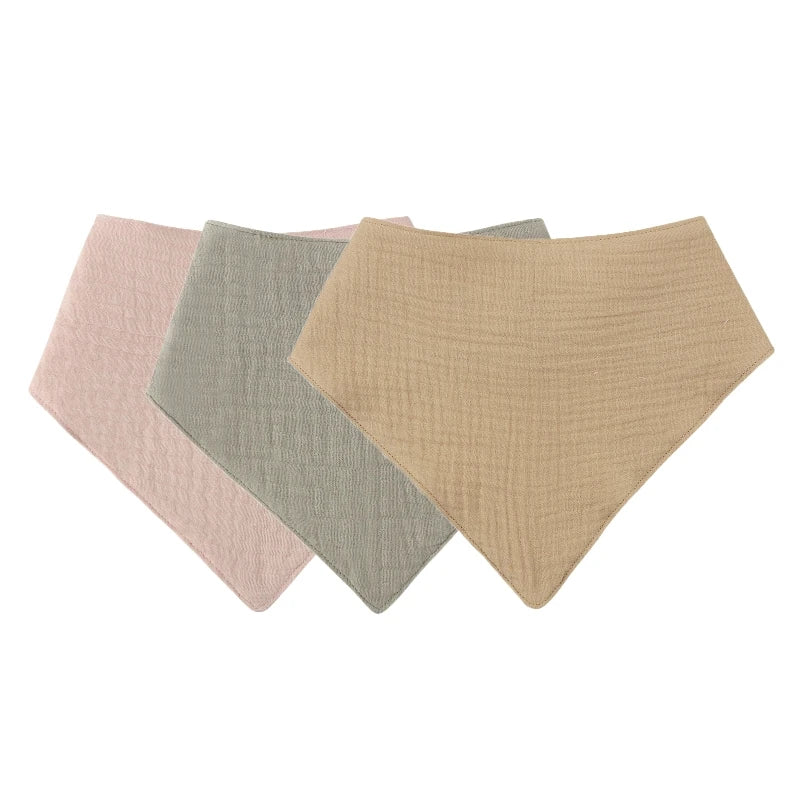 Baby Cotton Bandana Bibs - Triangle Burp Cloths for Feeding & Drool, 16.5 x 7.5 in (42 x 29 cm) - 3/4/5-Pack Unisex